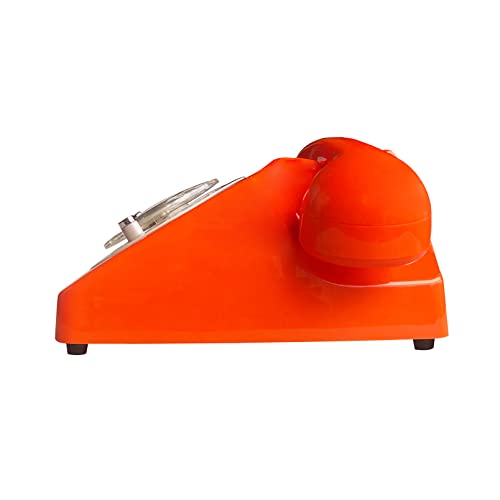 Teléfono fijo retro con disco giratorio color naranja miniatura 4