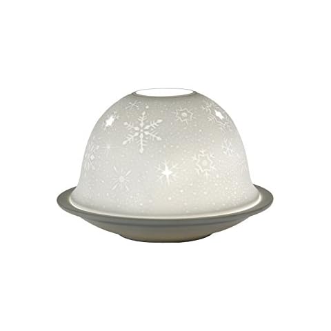 Kerzenfarm 6.5cm high Porcelain Domelight Snow Tealight Holder, White, Stone, 12x12x7.7 cm Cover