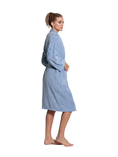 Image of Turkuoise Soft & Absorbent Towel Robe, 100% Cotton Turkish Terry Cloth Kimono Bathrobes for Women