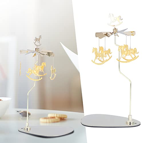 Spinning Candle Holder Round Triangle Tray Romantic European Style Stainless Steel Rotating Aromatherapy Wind Chime Candle Holder Home Decoration(#2) #TOP6
