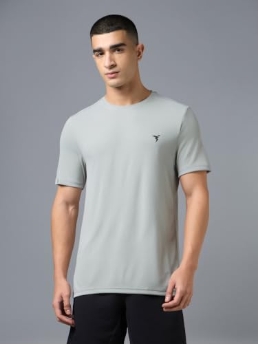 Image of TECHNOSPORT Men's Slim Fit Polyester Activewear Sports T-Shirt with Moisture-Wicking Comfort for Workout, Running & Gym