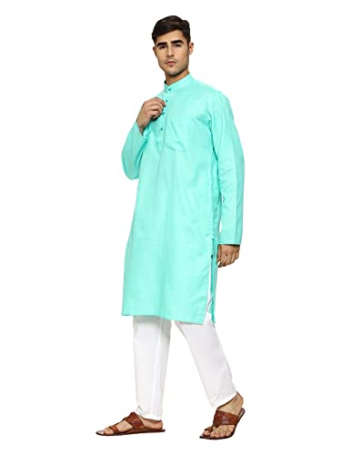 Image of ITOS365 Men Cotton Blend Kurta Pyjama Set Party Fashion Regular Ethinic Wear Indian Dress Gift for Men