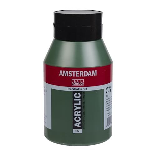 Amsterdam Standard Serie Acrylfarbe - Olivgrün dunkel 622-1000 ml Tiegel - Lichtecht & Langlebig - Satiniert