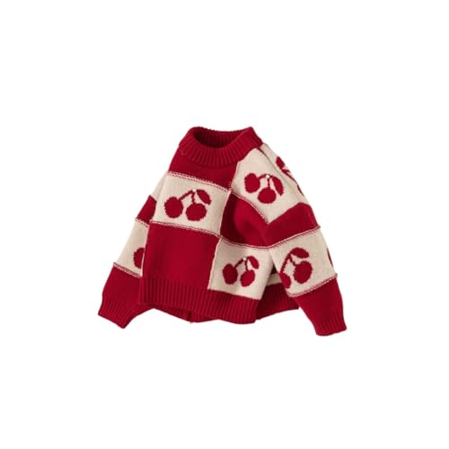 Girls' autumn long sleeved knitted sweater, children's sweater, cherry knitted jacket2