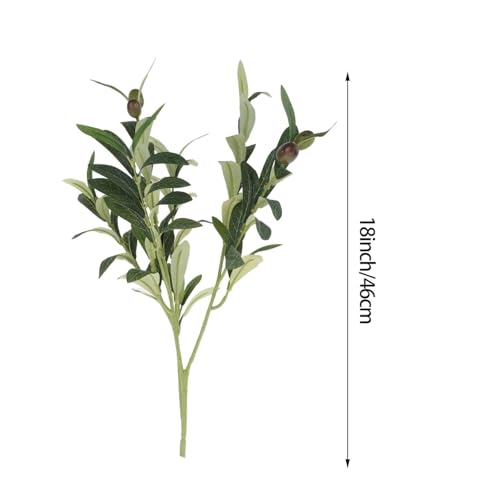 Image of Faux Olive Small Branches - Artificial Olive Branches with Fruits and Leaves | Decorative Fake Branches for Vases | Vase Not Included, 70+ Leaves & 6+ Fruits | Pack of 3 Sticks