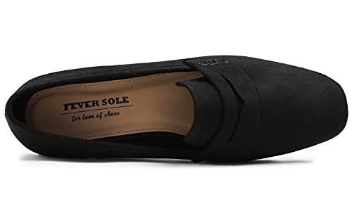 Image of FEVERSOLE Women's Fashion Dress Comfort Low Heel Office Penny Loafer Flats