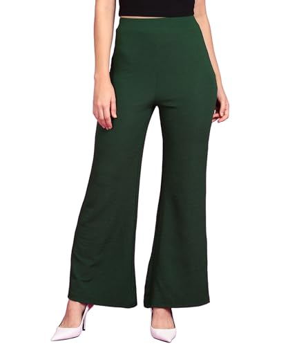 Image of POPWINGS Casual High-Waist Flared Trouser for Women | High-Rise Trouser Pant for Women | Flared Trousers for Women Formal Office Wear
