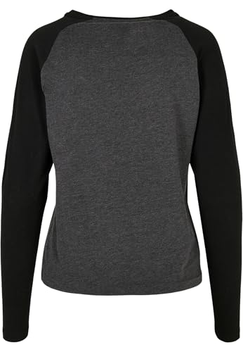 Urban Classics Ladies Contrast Raglan Mujer Camiseta Manga Larga Gris Marengo/Negro S