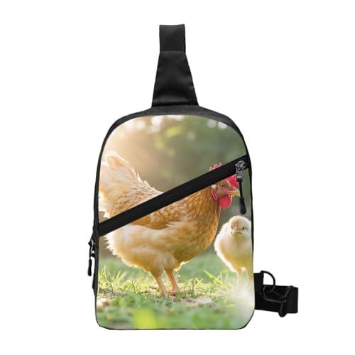 A Brood of Chickens Print Men's and Women's Foldable Crossbody Bag,Sports Crossbody Bags,and Daily Chest Bags