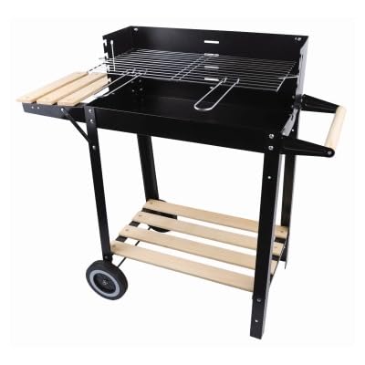 Meown Charcoal BBQ Grill Trolley, Portable Outdoor Barbecue with Wheels