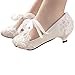 Imagen de Jamron Mujer Elegante Encaje Bordado 3CM Tacón Blanco Zapatos de Novia con Perlas SN070427 EU39