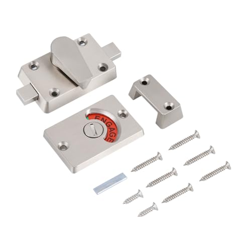 Garosa Silver Stainless Steel Bathroom Door Lock, Privacy Latch For Toilet And Hatch, Indicator Wc Engaged Vacant Sign