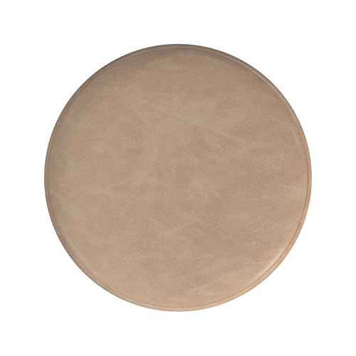 Image of HomePop 18 inch Round Ottoman - Sand Faux Leather