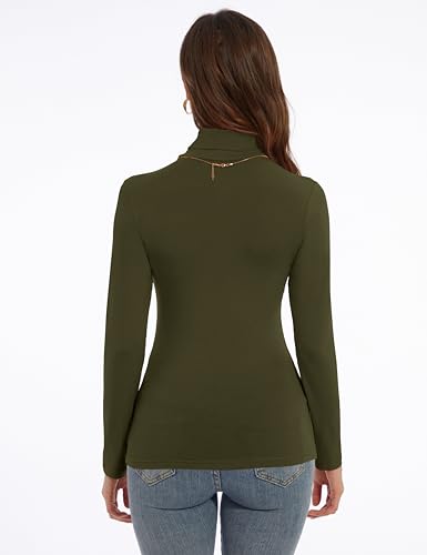 Image of Women's Turtleneck Long Sleeve Shirts Slim Fitted Lightweight Base Layer Casual Tops