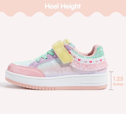 LUCKY STEP Kid's Glitter Fashion Sneakers Girls Sparkly Tennis School Slip On Shoes Walking Casual Party Dress Shoes for Toddler Children3