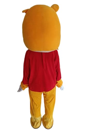 Image of BookMyCostume Friendly Bear Pooh Cartoon Mascot Costume For Theme Birthday Party & Events | Adults | Full Size Adults,Yellow,Fleece