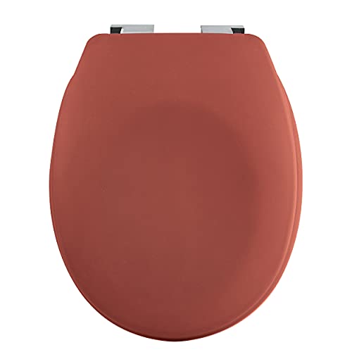 Spirella - Abattant WC Thermo Dur Neela - Charnières en ABS Chromé - Couvercle WC avec Frein de Chute - Fermeture Slow-Close - 44 x 37 x 3 cm - Terracotta Mat