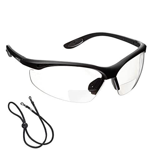 voltX CONSTRUCTOR Bifokale Schutzbrille mit Lesehilfe (KLAR +2,0 Dioptrie)