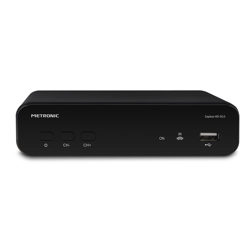 Metronic 441655 Décodeur TNT Full HD Zapbox HD-So.4 avec Port USB - Récépteur Enregistreur Chaines Gratuites - Port USB, HDMI, Ethernet, Péritel- Télécommande - Noir