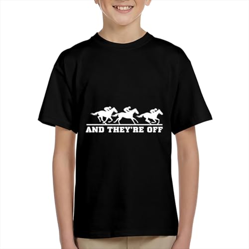Funny Horse Racing and They're Off Boys Girls Teens T-Shirt Anime Gift3