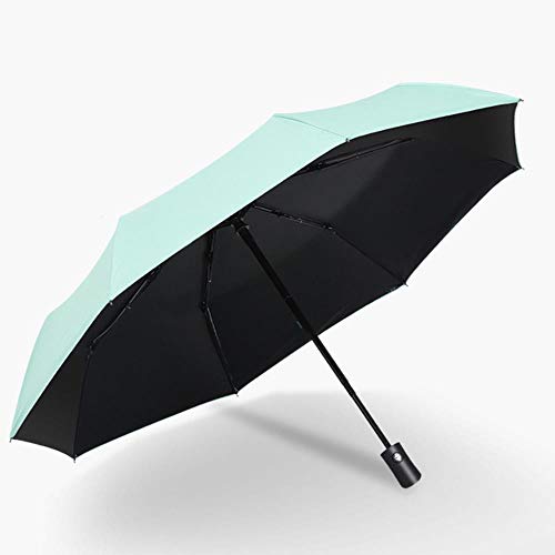 Preisvergleich Produktbild DACCU Regenschirm mit schwarzer Beschichtung, automatisch, UV-Schutz, 3 faltbar, Winddicht, für Damen und Herren, 8 Rippen lichtgrün