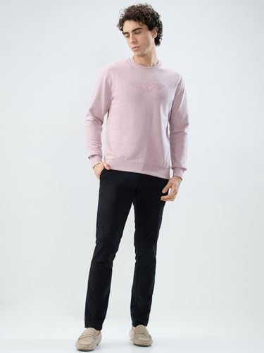Image of Park Avenue Men Slim Fit Solid Pattern Cotton Polyester Blend Round Neck Full Sleeve Casual Sweatshirt