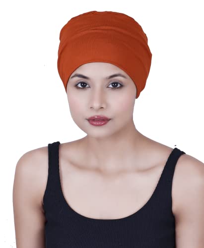 Image of The Headscarves Women Silky Soft Bamboo Viscose Sleep Cap for Hair Loss Chemo Headwear Skull Cap Free Size (Multicolor) (HS3 Multicolor)