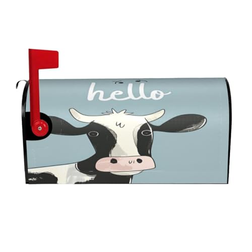 Image of Dujiea Cute Cow Hello Mailbox Wrap, Waterproof Magnetic Post Box Cover - Large Size 25.5 inch L x 21 inch W - Garden Yard Outside Farmhouse Home Decor