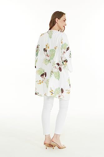 Matchable Couple Hawaiian Luau Shirt or Kimono in Pineapple Garden White3