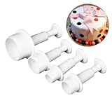 4 Pcs Set Plastic Round Cookie Plunger Cutters Set Fondant Cutters and Molds for Cupcake Cake Topper Decorating Holiday Small Star Cookie Cutter Heart DIY Biscuit Icing Plunger Cupcake Cutters Set