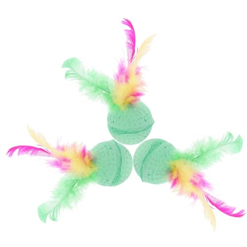 MERRYHAPY 3Pcs Feather Balls for Cats Creative Pet with Sponge Texture Engaging for Indoor Fun Safe and Entertaining Playtime