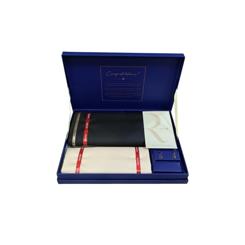 Image of Raymond Men's Unstitched 3.25 Meters Suit Fabric Set With Cufflinks and 1.7 Meters Shirt Piece (Multicolour, All Weather, Attractive Box, Premium) (6)