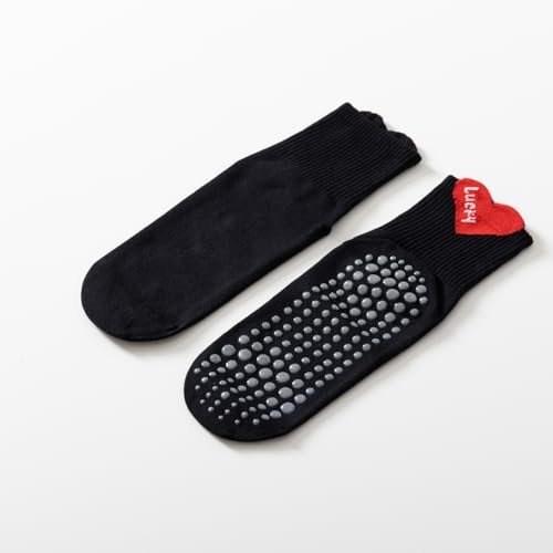 Yoga Pilates Socks with Heart Accent Non-Slip Grips Cushioned Crew Socks for Barre Ballet Dance2