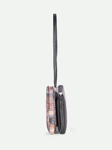 Image of ZOUK Kiya Small Shoulder Bag for Women - Dual-Sided Shoulder Bag with Criss-Cross Design| Handcrafted Purse with Dual Zipper Compartments & Water-Resistant Lining |