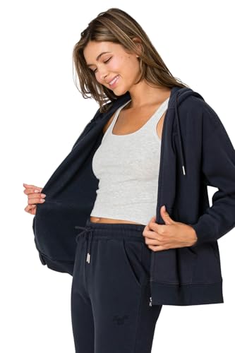 Cali1850 Women's Cloud Nine Fleece Zip Hoodie – Full Zip, Relaxed Boyfriend Fit, Double-Layer Hood, Ribbed Cuffs and Hem2