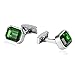 ANAZOZ Manschettenknöpfe 1 Paar aus Edelstahl 1.2×1.6 cm Rechteck mit Zirkonia Grün Elegante Cufflinks Herren Schmuck Tolles
