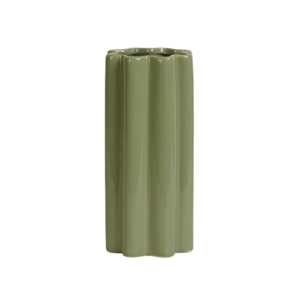 Farmhouse Decor Ceramic Flower Vase, Cylinder Ceramic Vase For Flower Arrangement Hydroponic Fresh Vessel Home Decor Ornament, for Kitchen and Dining Shelf Decor