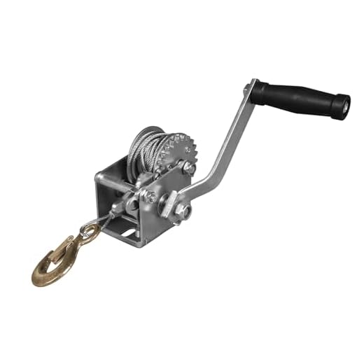 Jack Boss Hand Winch, 600 lbs Pulling Capacity, Boat Trailer Winch Heavy Duty Rope Crank with 23 FT Steel Cable, Manual Operated Hand Crank Winch for Trailer, Boat or ATV Towing