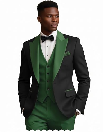 Men's 3 Pcs Suit Set Fashion Slim Fit Business Wedding Tuxedo Dinner Jacket Vest Pants for Prom3