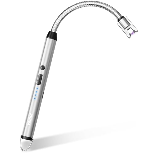 VEHHE Stabfeuerzeug – Elektrisches Feuerzeug, USB-C Wiederaufladbar mit 360° Flexiblem Hals, Windfest & Explosionssicher, Lichtbogen Feuerzeug Ohne offene Flamme & CO₂-Emissionen (Silber) VEHHE Stabfeuerzeug – Elektrisches Feuerzeug, USB-C Wiederaufladbar mit 360° Flexiblem Hals, Windfest & Explosionssicher, Lichtbogen Feuerzeug Ohne offene Flamme & CO₂-Emissionen (Silber)
