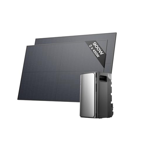 ECOFLOW Stream Max Balcony Power Station with Storage 900W, 1.92kWh Storage for Balcony Power Station, 2X 450W Solar Panels, 2300W Single AC Connections, Expandable to 11.52kWh, 6000 Charging Cycles