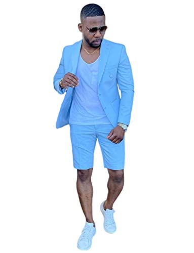 Costume deux pièces d'été pour homme avec pantalon court et revers cranté