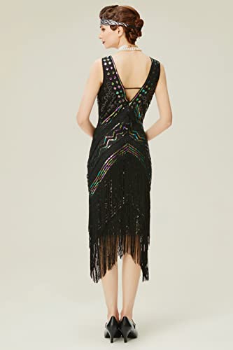 BABEYOND 1920s Flapper Dress V Neck Sequin Beaded Dress Roaring 20s Gatsby Fringe Party Dress2