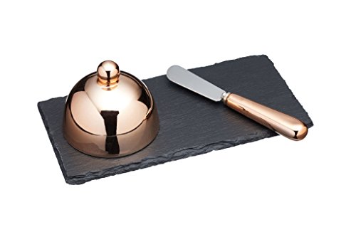 Kitchencraft Masterclass Artesa mantequilla Cloche/cuchillo y plato para servir, multicolor, 3 piezas