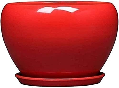 Céramique rouge haut de gamme grand planter rond Orchid Pot au design créatif pour collectionneurs