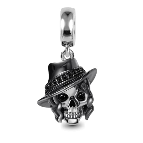 Image of GNOCE Skull Pendant Charm Silver Dangle Charms Bead fit Bracelet /Necklace Jewelry Gift for Women Men