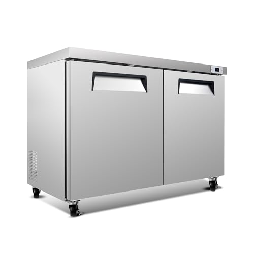Image of 60 Inch Wide 2-Door Undercounter Freezer, 18 Cubic Ft Commercial Worktop Freezer for Cafe, Bar & Food Service, -8 to -1F Digital Control, ETL, DOE & NSF Certified