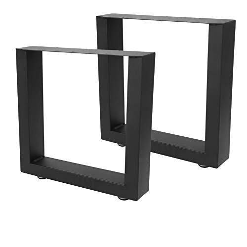 BMOT 2x Pieds de Table Bricolage Pieds de meubles 40x43cm, Pieds de Table métal pour armoire, table basse, table à manger, banc de jardin, noir, avec 4 protecteurs de sol et vis Cover
