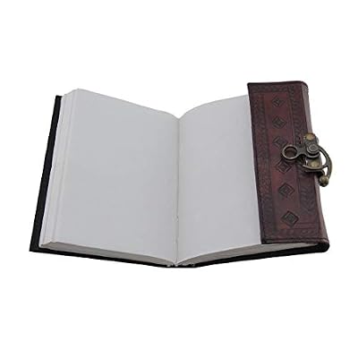 Embossed Leather Blue Stone 120 Page Unlined Journal with Clasp (Brown)