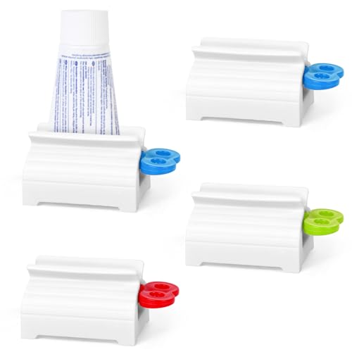 LOVEINUSA Toothpaste Squeezers (Pack of 4), Toothpaste Tube Rollers Toothpaste Dispensers for Bathroom Toothpaste Cream Saving